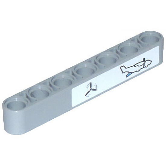 Technic, Liftarm 1 x 7 Thick with Airplane Propeller and Loading Ramp Pattern (Sticker) - Set 42025