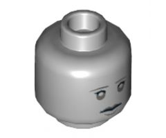 Minifigure, Head Dual Sided Female Gray Eyebrows, Eyes, Lips with Sad / Open Mouth Angry with Lines Pattern (Weeping Angel) - Hollow Stud