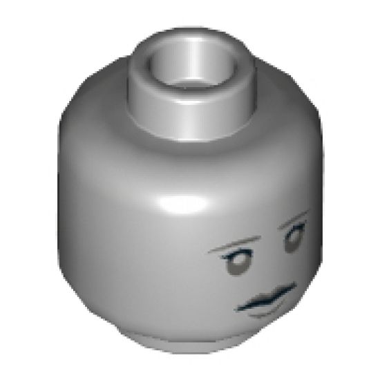 Minifigure, Head Dual Sided Female Gray Eyebrows, Eyes, Lips with Sad / Open Mouth Angry with Lines Pattern (Weeping Angel) - Hollow Stud