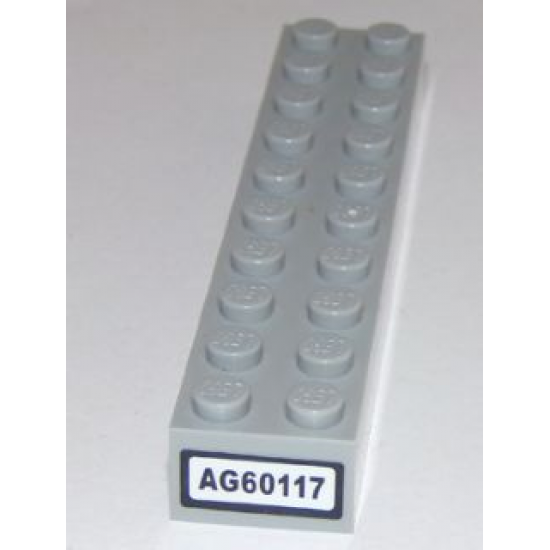 Brick 2 x 10 with 'AG60117' License Plate Pattern on End (Sticker) - Set 60117