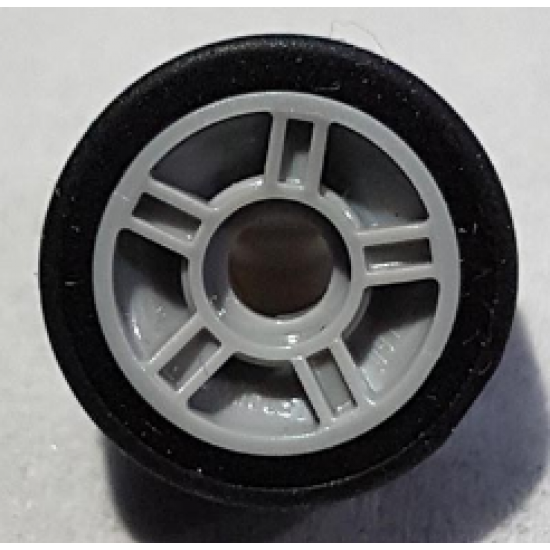 Wheel & Tire Assembly 11mm D. x 6mm with 5 Spokes with Black Tire 14mm D. x 6mm Solid Smooth (50944 / 50945)