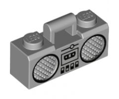 Minifigure, Utensil Radio Boom Box with Bar Handle with Black Cassette Player, Switches and Rimmed Speakers Pattern