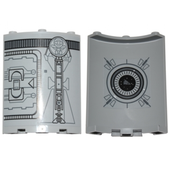 Cylinder Quarter 4 x 4 x 6 with SW Droid Escape Pod Pattern 4 Outside and Round Window and Star Destroyer Pattern Inside (Stickers) - Set 75136
