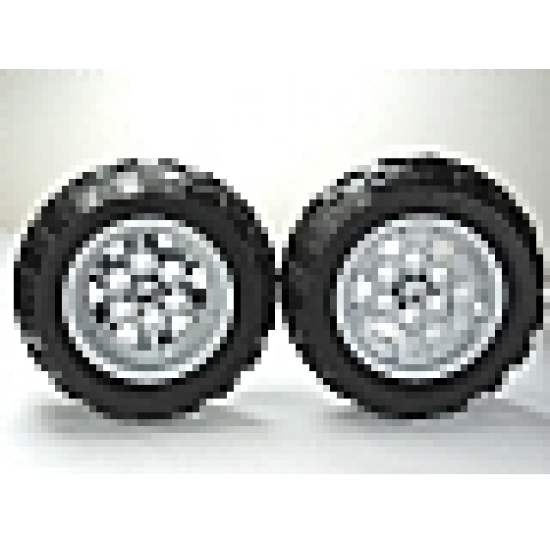 Wheel & Tire Assembly 43.2mm D. x 26mm Technic Racing Small, 6 Pin Holes with Black Tire 68.7 x 34 R (56908 / 61480)