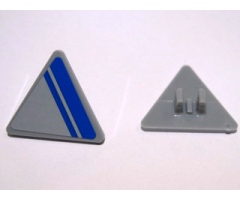 Road Sign 2 x 2 Triangle with Clip with Blue Stripe on Light Bluish Gray Background Pattern Model Right Side (Sticker) - Set 7868
