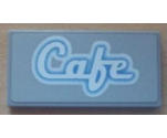Tile 2 x 4 with White 'Cafe' Script Pattern (Sticker) - Set 8487