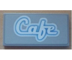 Tile 2 x 4 with White 'Cafe' Script Pattern (Sticker) - Set 8487