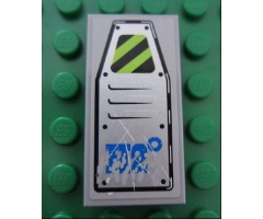 Tile 2 x 4 with Vent Panel Scratched with Danger Stripes and Blue 'H2' degree Pattern (Sticker) - Set 8189