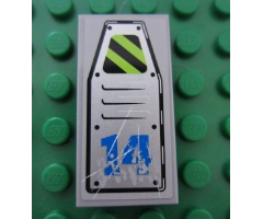 Tile 2 x 4 with Vent Panel Scratched with Danger Stripes and Blue '14' Pattern (Sticker) - Set 8189