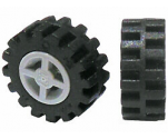 Wheel & Tire Assembly 8mm D. x 6mm with Black Tire 15mm D. x 6mm Offset Tread Small - Band Around Center of Tread (4624 / 87414)