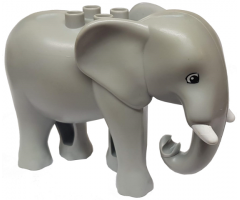 Duplo, Animal Elephant Adult, Walking, Molded Tusks, Eyes Squared Pattern