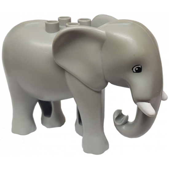 Duplo, Animal Elephant Adult, Walking, Molded Tusks, Eyes Squared Pattern