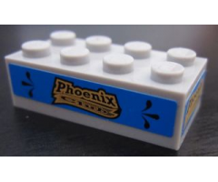Brick 2 x 4 with 'Phoenix Club' Pattern on Three Sides (Stickers) - Set 8147