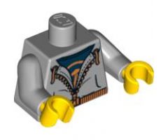 Torso Sweatshirt with Orange Zipper and Dark Blue T-Shirt Pattern / Light Bluish Gray Arms / Yellow Hands