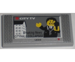 Tile 2 x 4 with 'Breaking News CITYHALL COLLAPSED' City TV Screen Pattern (Sticker) - Set 7208