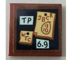 Tile 2 x 2 with 'TP', 'WTC', 'JBCR 1310', and '6.9' Paper Notes Pattern (Sticker) - Set 75551