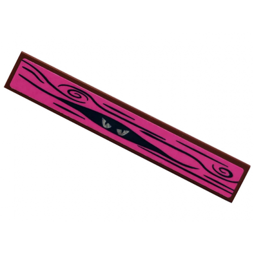 Tile 1 x 6 with Eyes and Wood Grain on Dark Pink Background Pattern (Sticker) - Set 41375