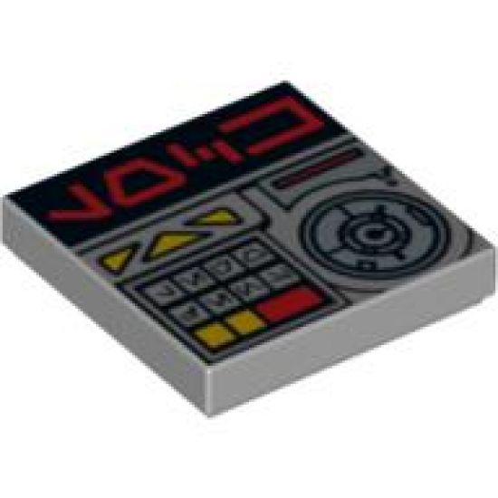 Tile 2 x 2 with Red Aurebesh Characters 'LOCK' and Key Controls Pattern