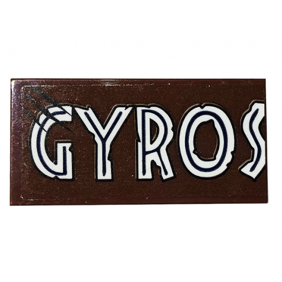 Tile 2 x 4 with 'GYROS' and Scratches Pattern (Sticker) - Set 75929