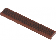 Tile 1 x 6 with Wood Grain and 2 Nails on Reddish Brown Background Pattern (Sticker) - Set 71717