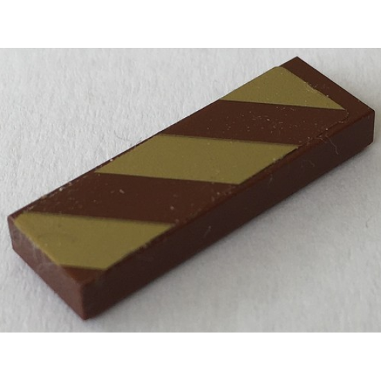 Tile 1 x 3 with Gold Danger Stripes Pattern Model Right Side (Sticker) - Set 41068