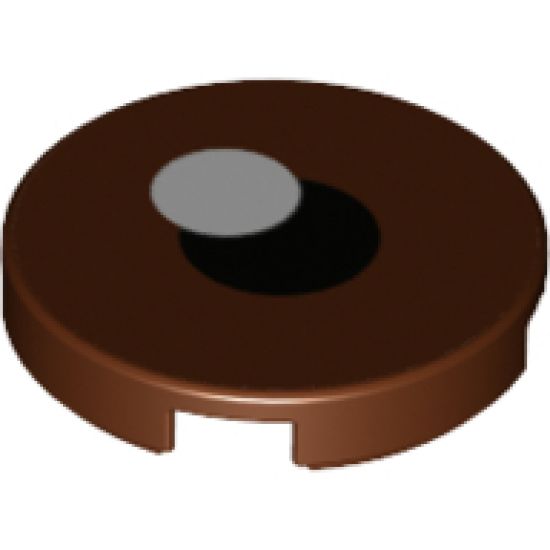 Tile, Round 2 x 2 with Bottom Stud Holder with Black Pupil and White Glint Pattern