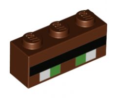 Brick 1 x 3 with Minecraft Pixelated Green Eyes and Black Eyebrow Pattern