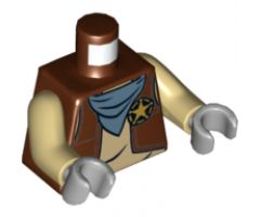 Torso Western Vest with Star Badge and Blue Bandana Pattern / Tan Arms / Light Bluish Gray Hands