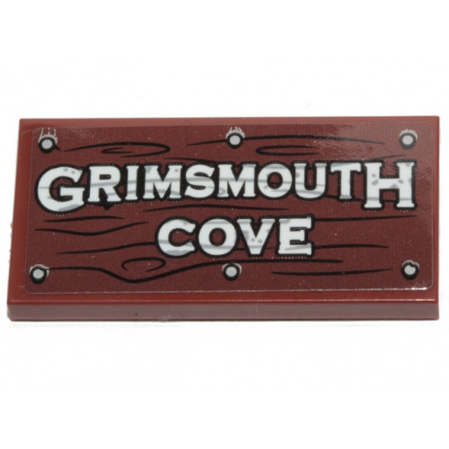 Tile 2 x 4 with 'GRIMSMOUTH COVE', Wood Grain and 6 Nails Pattern (Sticker) - Set 70431