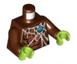 Torso Chima Bare Chest with Spider Web and Blue Round Jewel (Chi) Pattern / Reddish Brown Arms / Lime Hands