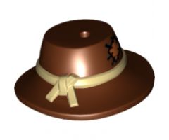 Minifigure, Headgear Hat, Wide Floppy Brim with Knotted Tan Band and Patch Pattern