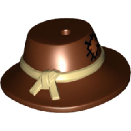 Minifigure, Headgear Hat, Wide Floppy Brim with Knotted Tan Band and Patch Pattern