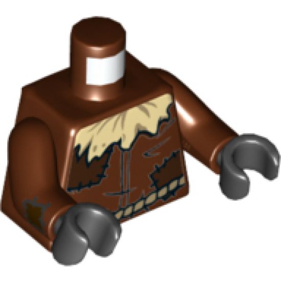Torso with Tan Straw at Neck, Dark Brown Patches, Dark Tan Rope Belt Pattern / Reddish Brown Arms with Dark Brown Patches Pattern / Black Hands