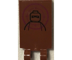 Tile, Modified 2 x 3 with 2 Clips with TMNT Minifigure Head and Torso in Magenta Bull's Eye Pattern (Sticker) - Set 79117