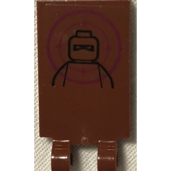 Tile, Modified 2 x 3 with 2 Clips with TMNT Minifigure Head and Torso in Magenta Bull's Eye Pattern (Sticker) - Set 79117