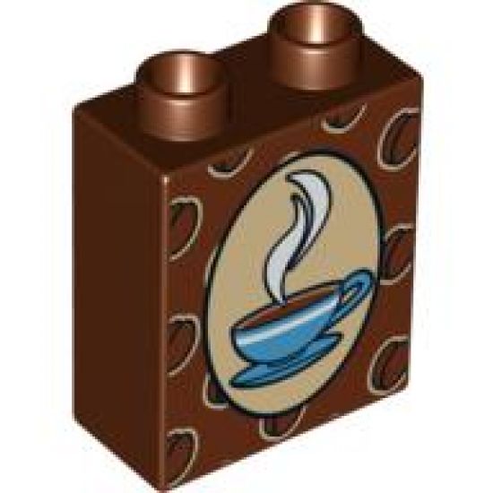 Duplo, Brick 1 x 2 x 2 with Coffee Beans and Cup and Saucer Pattern