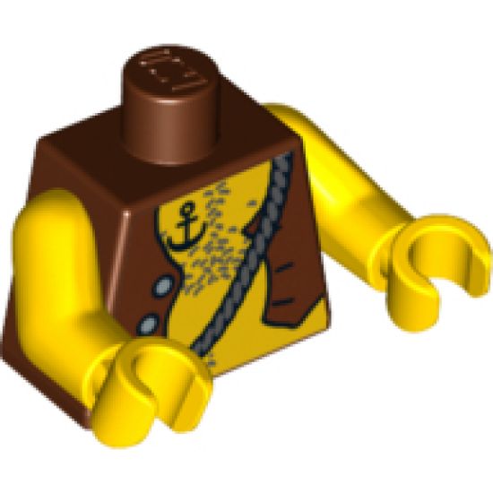 Torso Pirate Vest and Anchor Tattoo, Chest Hair Pattern / Yellow Arms / Yellow Hands