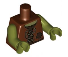 Torso Vest Tattered with Laces and Patch over Dark Brown Shirt Pattern / Olive Green Arms / Olive Green Hands