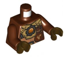 Torso Fur with Gold Mechanical Armor, Pouch and Fire Chi Emblem Pattern / Reddish Brown Arms / Dark Brown Hands