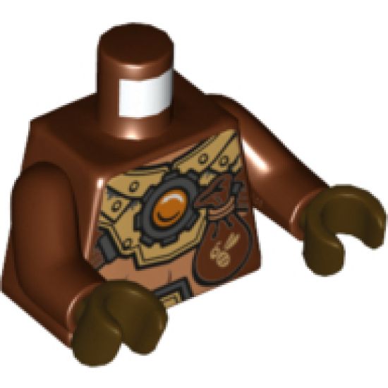 Torso Fur with Gold Mechanical Armor, Pouch and Fire Chi Emblem Pattern / Reddish Brown Arms / Dark Brown Hands
