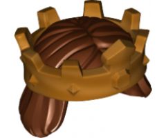 Minifigure, Hair Mid-Length, Straight with Gold Crown Pattern