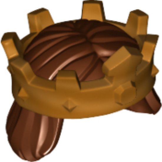 Minifigure, Hair Mid-Length, Straight with Gold Crown Pattern