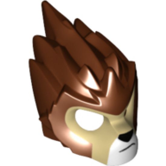 Minifigure, Headgear Mask Lion with Tan Face and Crooked Frown Pattern