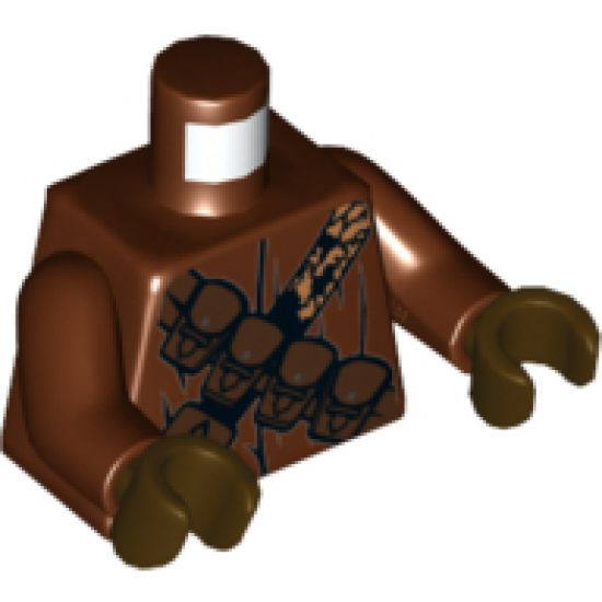 Torso SW Jawa with Dark Brown Pouches and Black and Gold Straps Pattern / Reddish Brown Arms / Dark Brown Hands