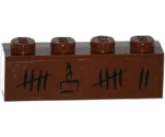 Brick 1 x 4 with Tally Marks and Cake with Candle Pattern (Sticker) - Set 79008