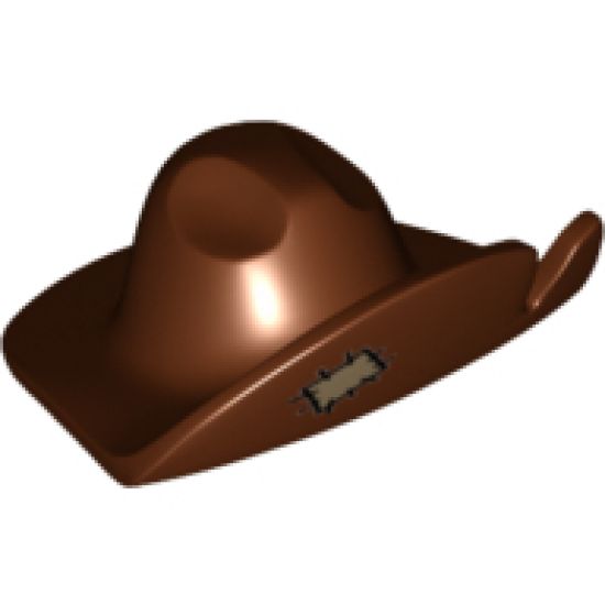 Minifigure, Headgear Hat, Wide Brim with Cut and Tan Patch Pattern
