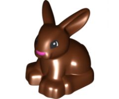 Duplo, Animal Bunny / Rabbit Head Turned Left with Eyes Top Semicircular and Dark Pink Nose Pattern