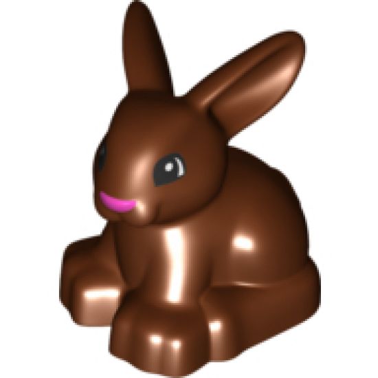 Duplo, Animal Bunny / Rabbit Head Turned Left with Eyes Top Semicircular and Dark Pink Nose Pattern