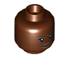 Minifigure, Head Dual Sided Female, Black Eyebrows, Dark Tan Lips, Dimples, Neutral / Bared Teeth Pattern (Patty Tolan) - Hollow Stud