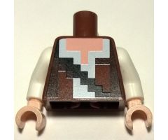 Torso Pixelated Reddish Brown and Dark Brown Vest over White Shirt and Black Strap Pattern / White Arms / Light Nougat Hands
